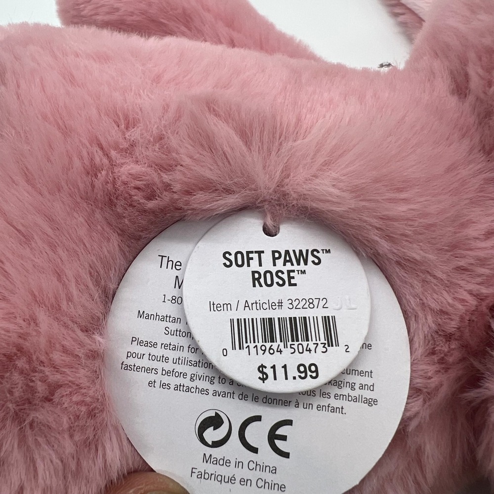 Manhattan Toy Soft Paws Rose Pink Bunny Rabbit Plush 14" NWT 2019 - Picture 4 of 4